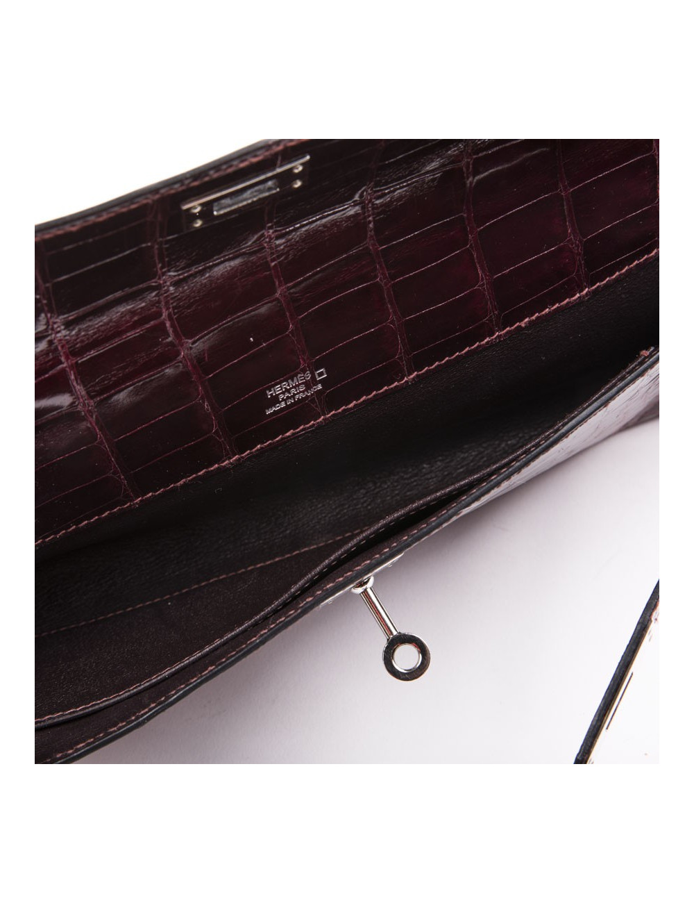 Pochette Kelly HERMES cuir exotique roouge H GM