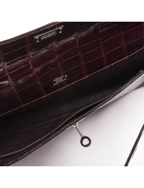 Pochette Kelly HERMES cuir exotique roouge H GM