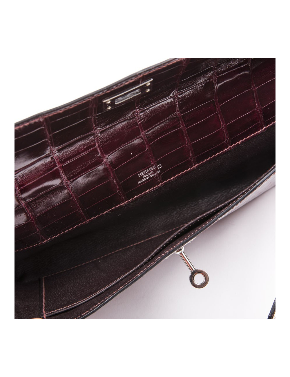 Pochette Kelly HERMES cuir exotique roouge H GM