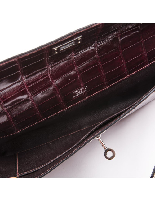 Pochette Kelly HERMES cuir exotique roouge H GM