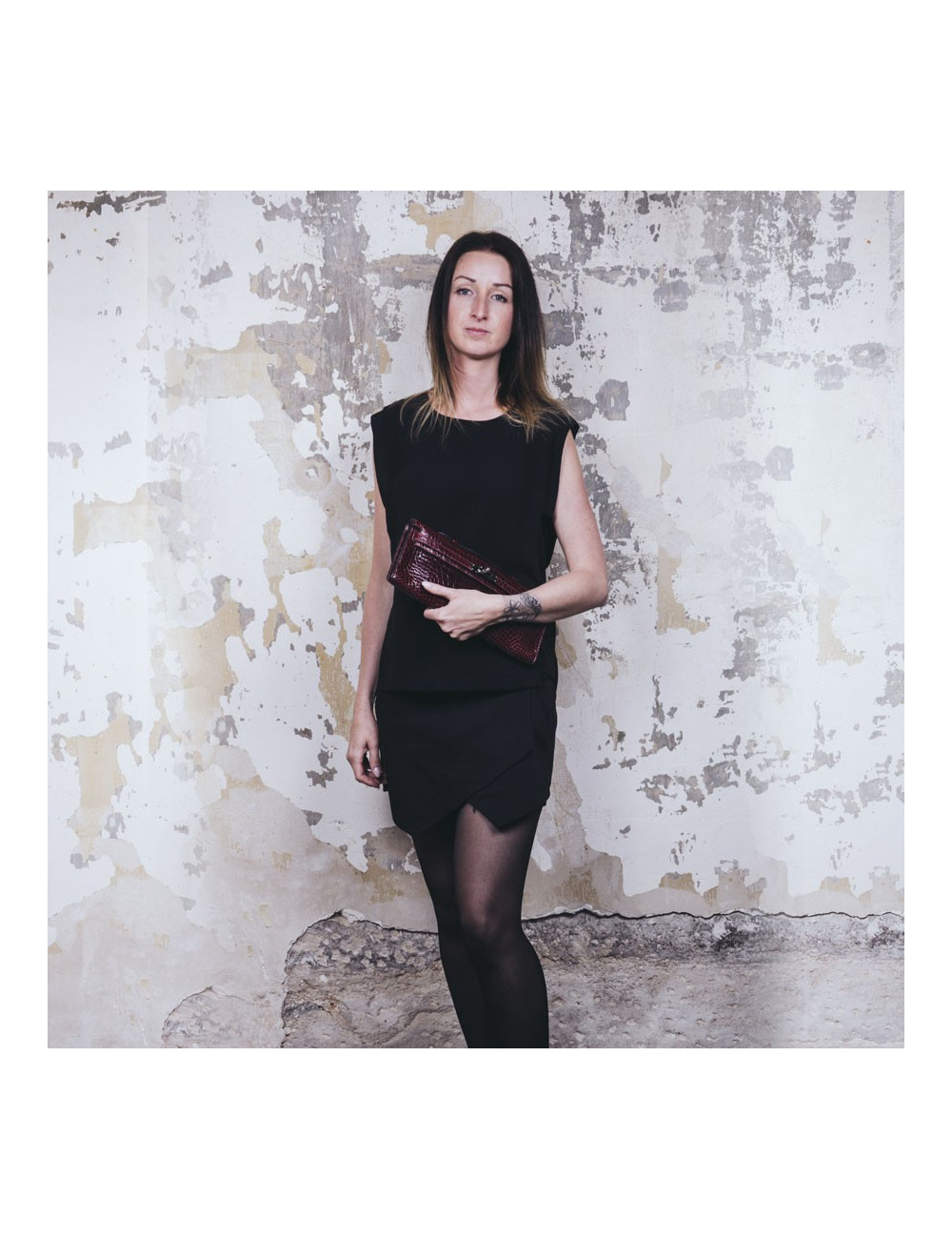 Pochette Kelly HERMES cuir exotique roouge H GM