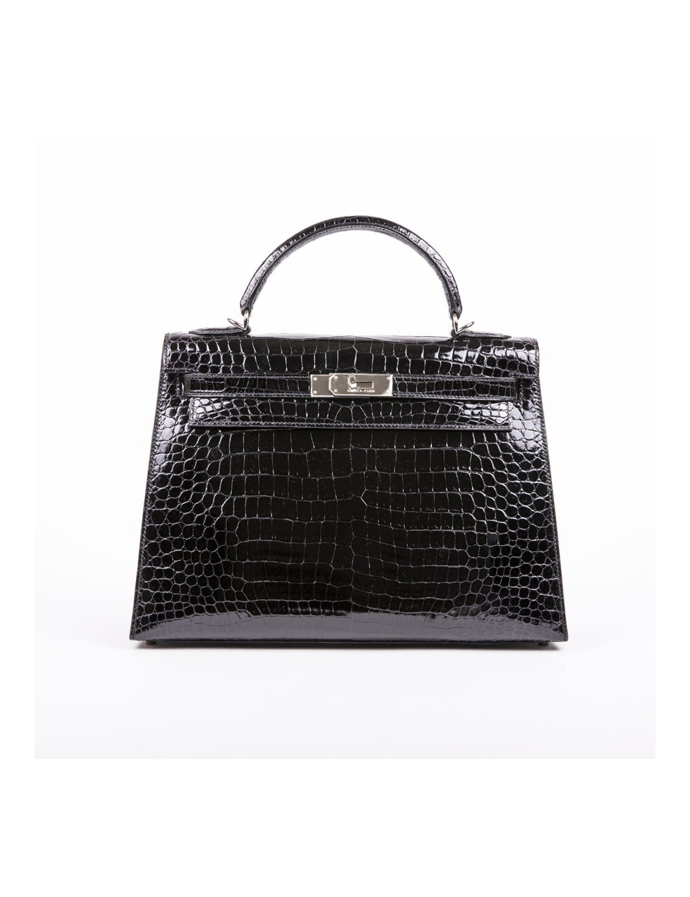 Kelly II 32 HERMES croco porosus noir