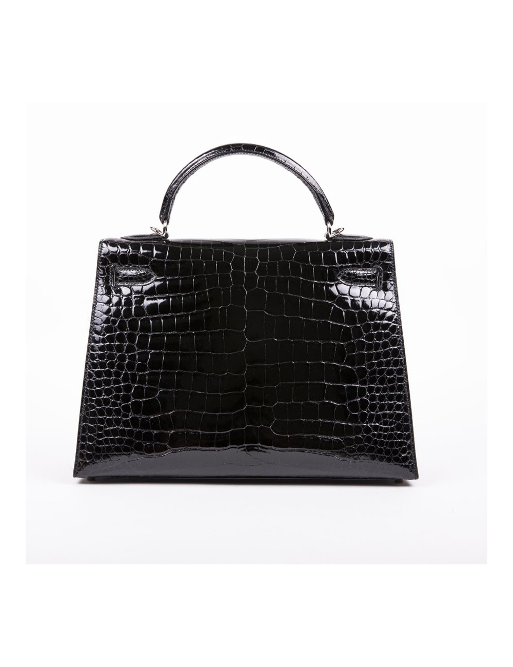 Kelly II 32 HERMES croco porosus noir