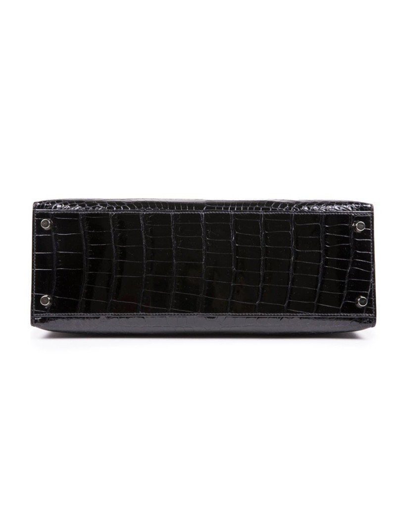 Kelly II 32 HERMES croco porosus noir