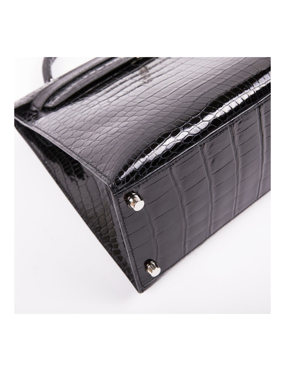 Kelly II 32 HERMES croco porosus noir