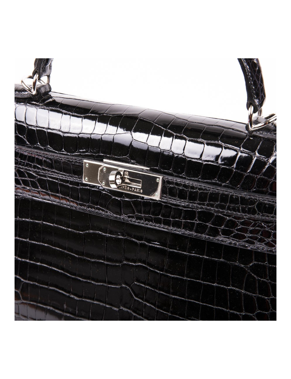 Kelly II 32 HERMES croco porosus noir