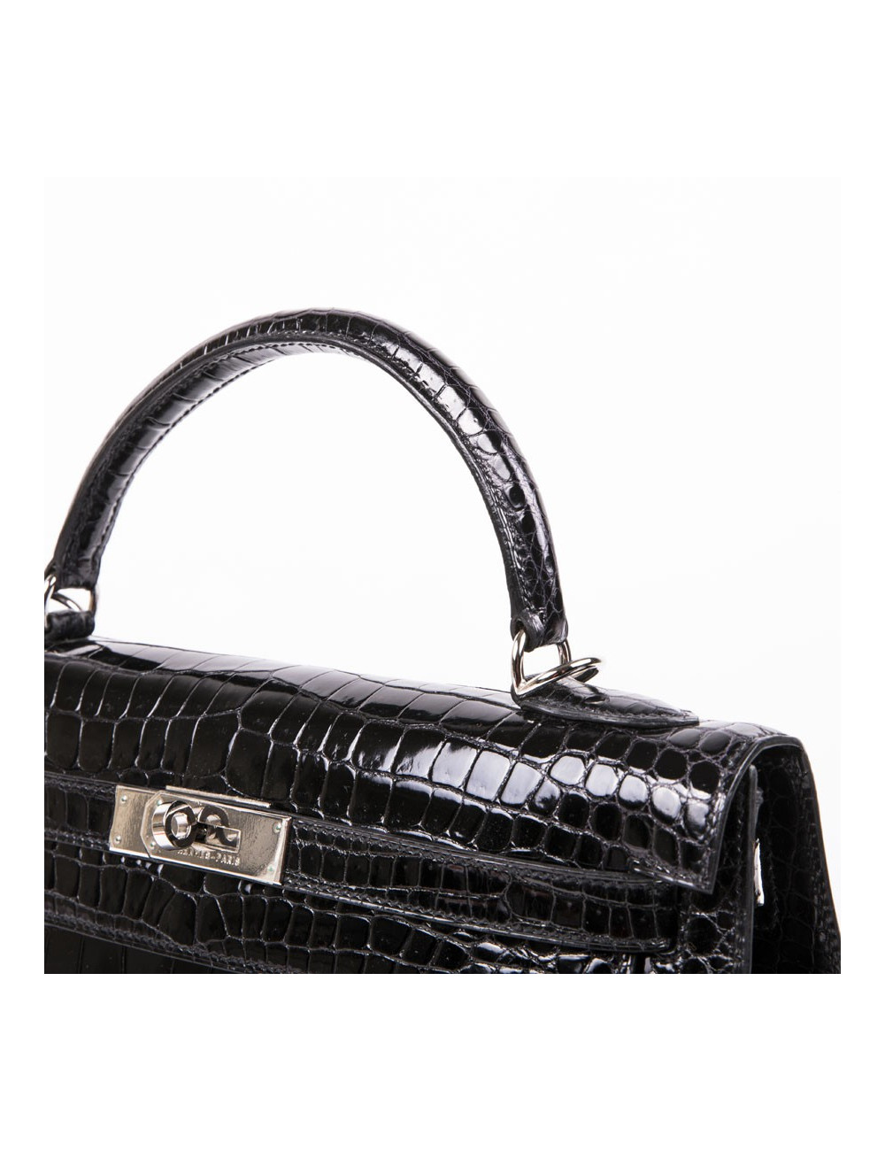 Kelly II 32 HERMES croco porosus noir