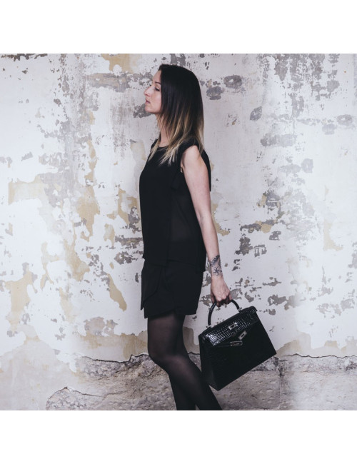 Kelly II 32 HERMES croco porosus noir