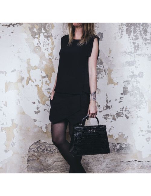 Kelly II 32 HERMES croco porosus noir