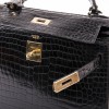HERMES vintage kelly 28 bag in black porosus crocodile