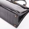 HERMES vintage Kelly 32 bag in black varnished crocodile porosus