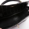 HERMES vintage Kelly 32 bag in black varnished crocodile porosus