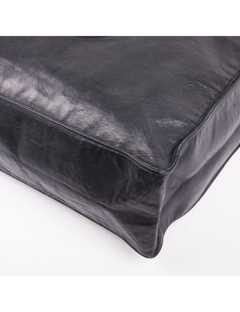 Cabas CHANEL vintage cuir lisse bleu marine