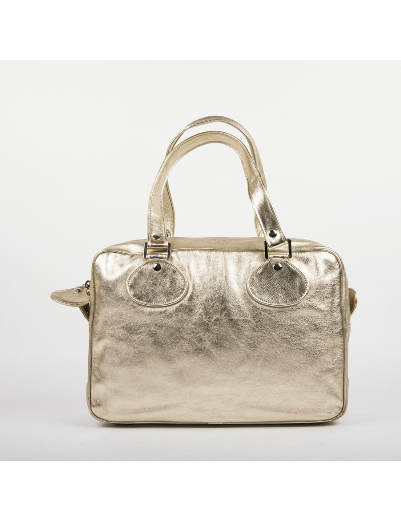 COURREGES bag in golden smooth lambskin leather