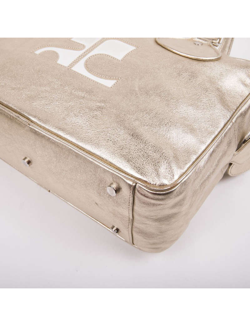 COURREGES bag in golden smooth lambskin leather