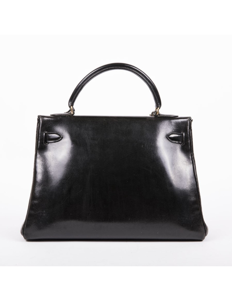 HERMES vintage Kelly 32 bag in black box leather