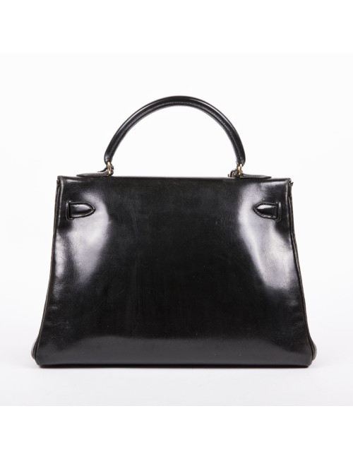 Sac Kelly 32 cuir box noir Vintage