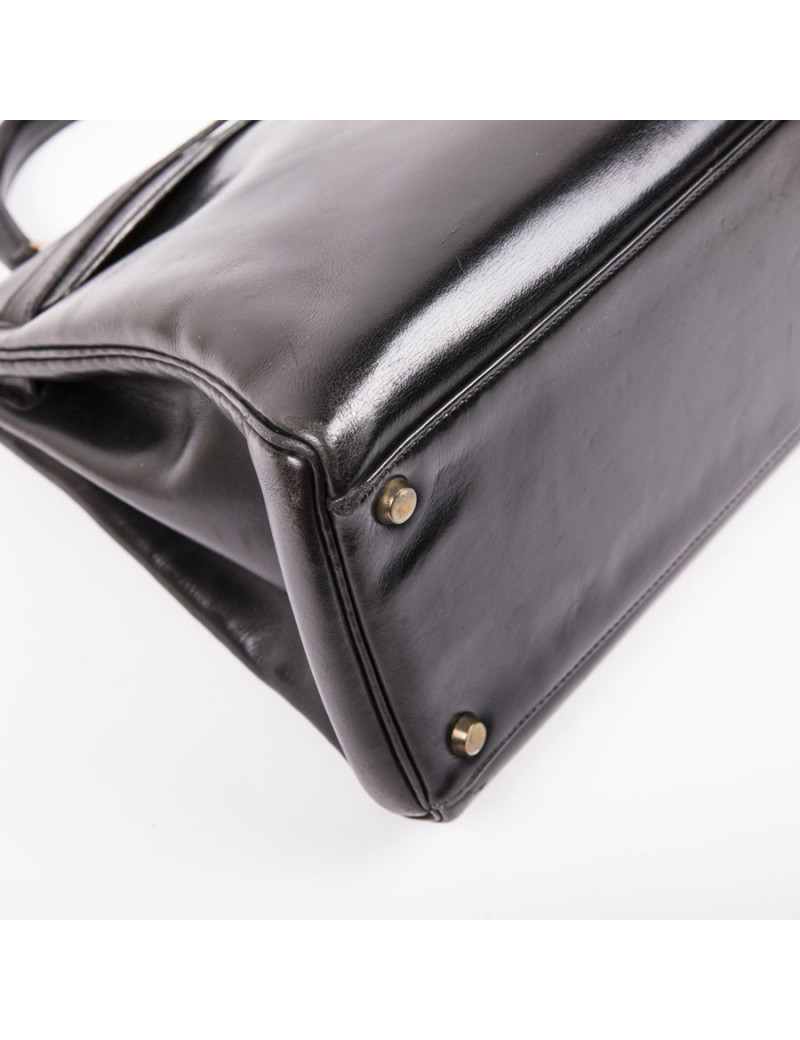 HERMES vintage Kelly 32 bag in black box leather