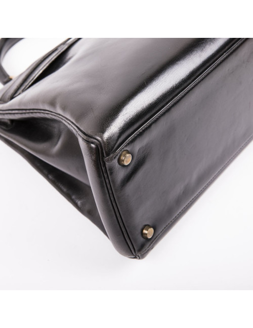 Sac Kelly 32 cuir box noir Vintage