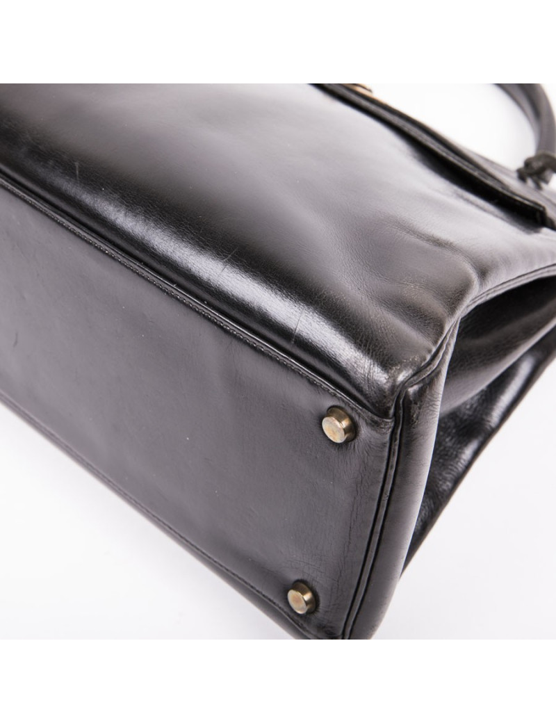 HERMES vintage Kelly 32 bag in black box leather
