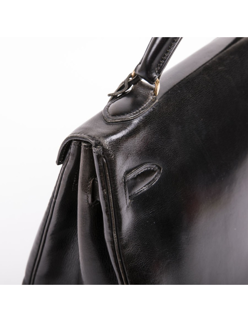 HERMES vintage Kelly 32 bag in black box leather