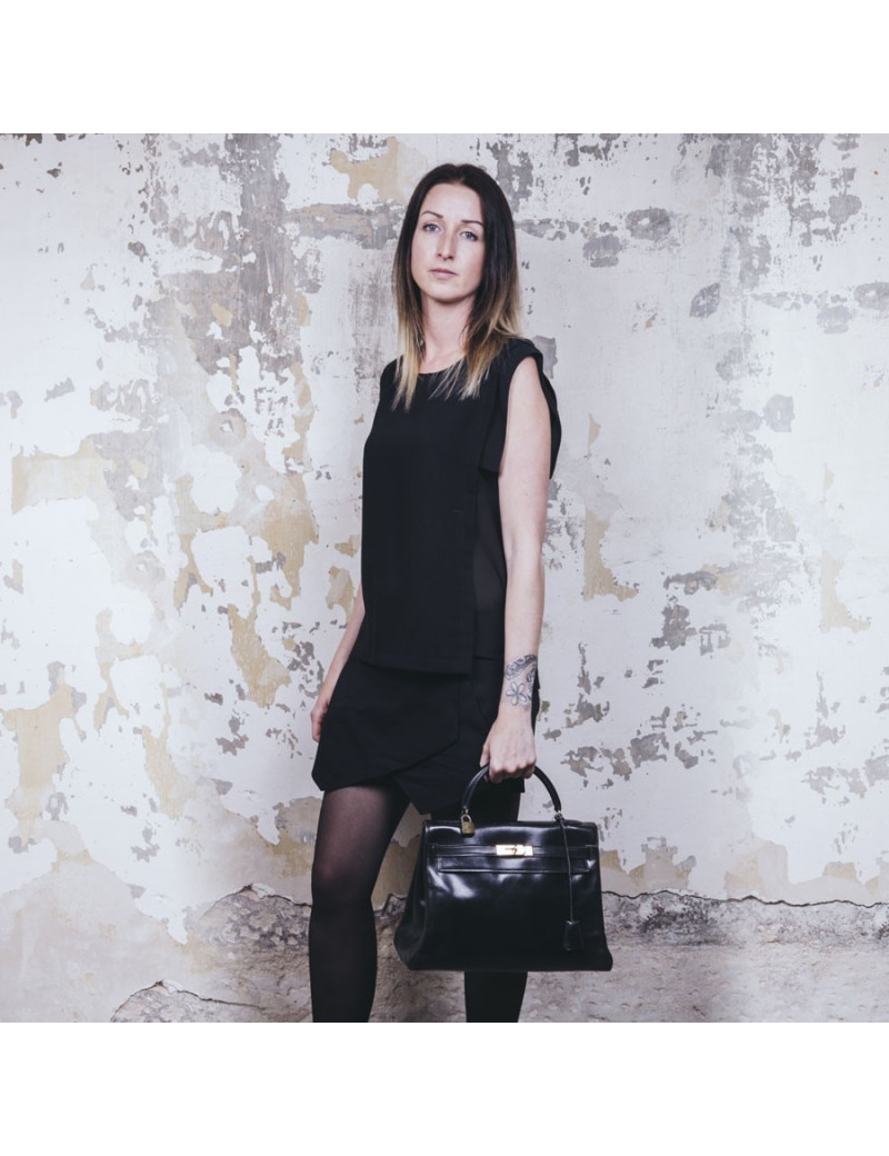 HERMES vintage Kelly 32 bag in black box leather