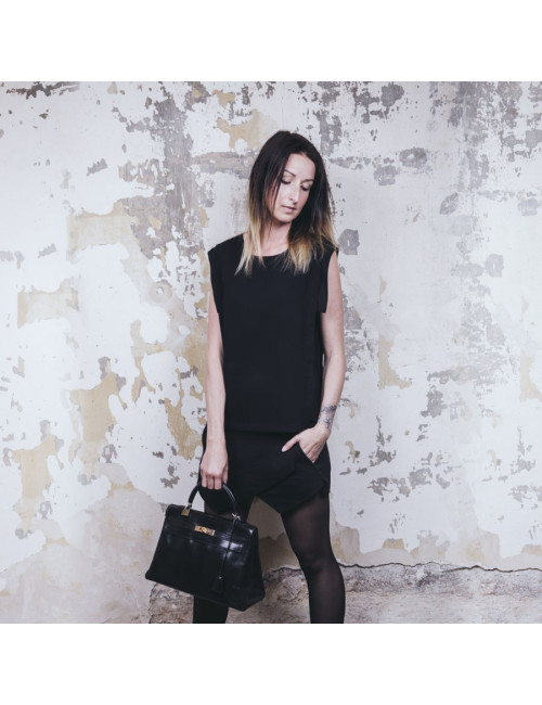 Sac Kelly 32 cuir box noir Vintage