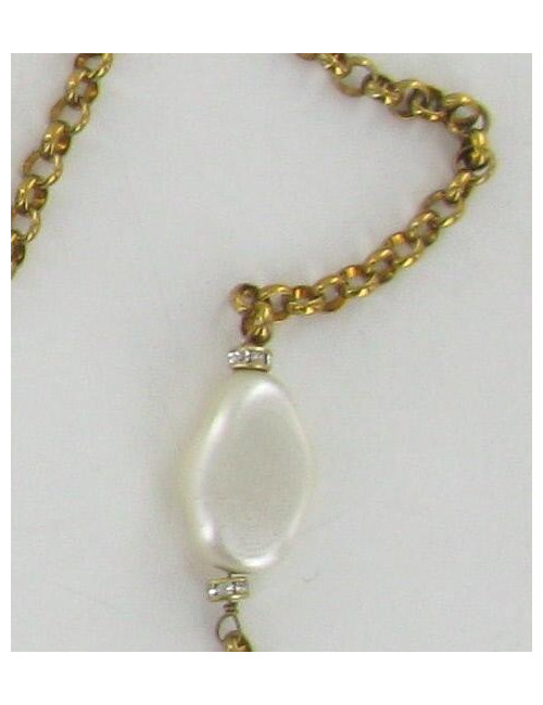Sautoir MARGUERITE DE VALOIS perles baroques nacrées et chaine or vieilli