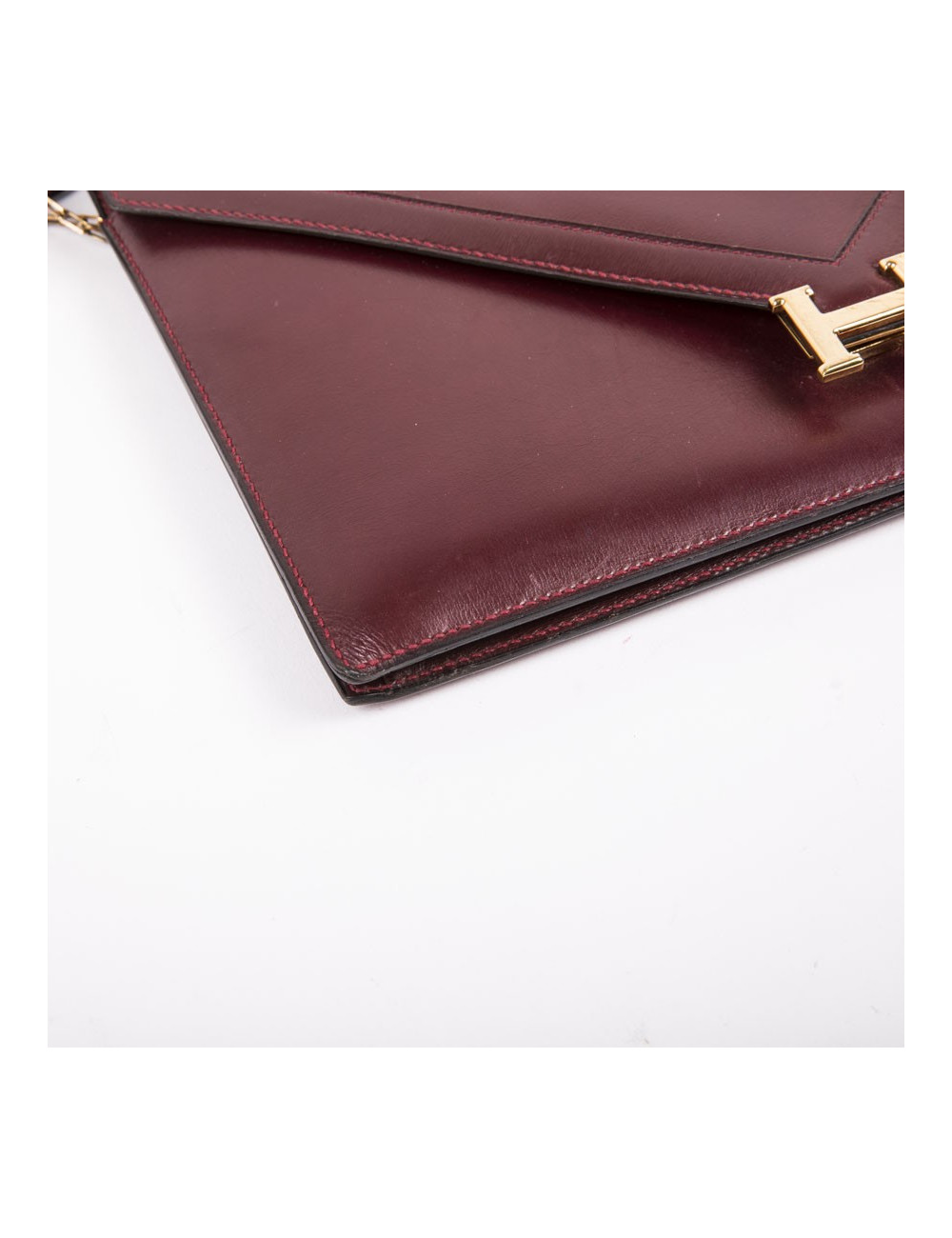  HERMES vintage 'Lydie' pouch bag in red H smooth box calfskin leather