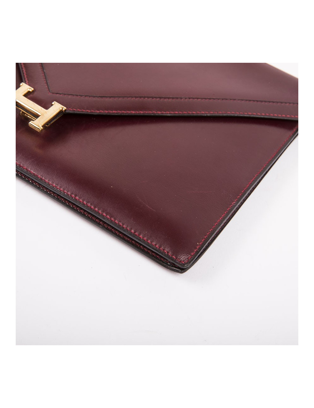  HERMES vintage 'Lydie' pouch bag in red H smooth box calfskin leather