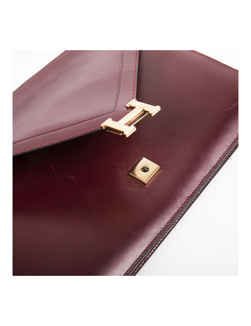  HERMES vintage 'Lydie' pouch bag in red H smooth box calfskin leather