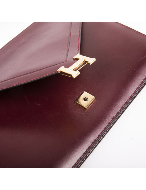  HERMES vintage 'Lydie' pouch bag in red H smooth box calfskin leather