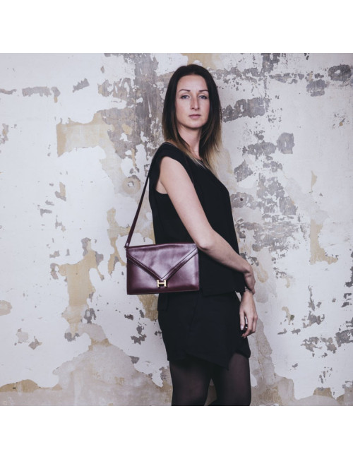  HERMES vintage 'Lydie' pouch bag in red H smooth box calfskin leather