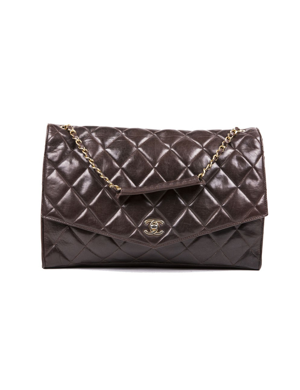 Sac CHANEL en cuir matelassé marron