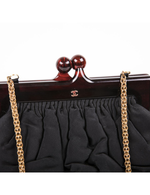 CHANEL vintage black duchess satin bag 