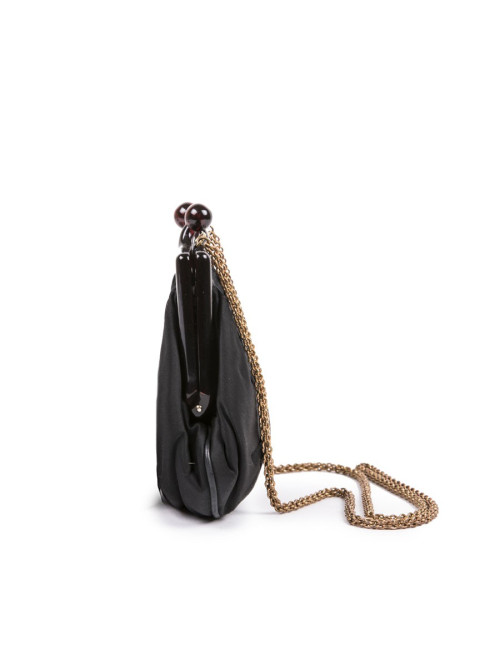 CHANEL vintage black duchess satin bag 