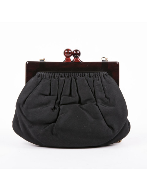 CHANEL vintage black duchess satin bag 