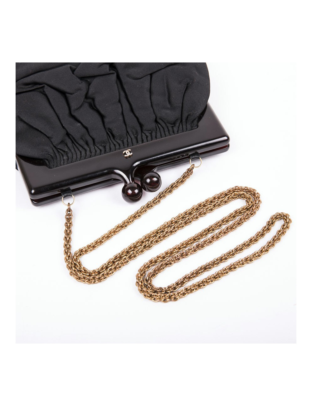 CHANEL vintage black duchess satin bag 