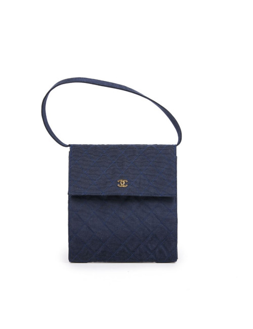 Sac CHANEL Vintage en satin bleu  Vintage