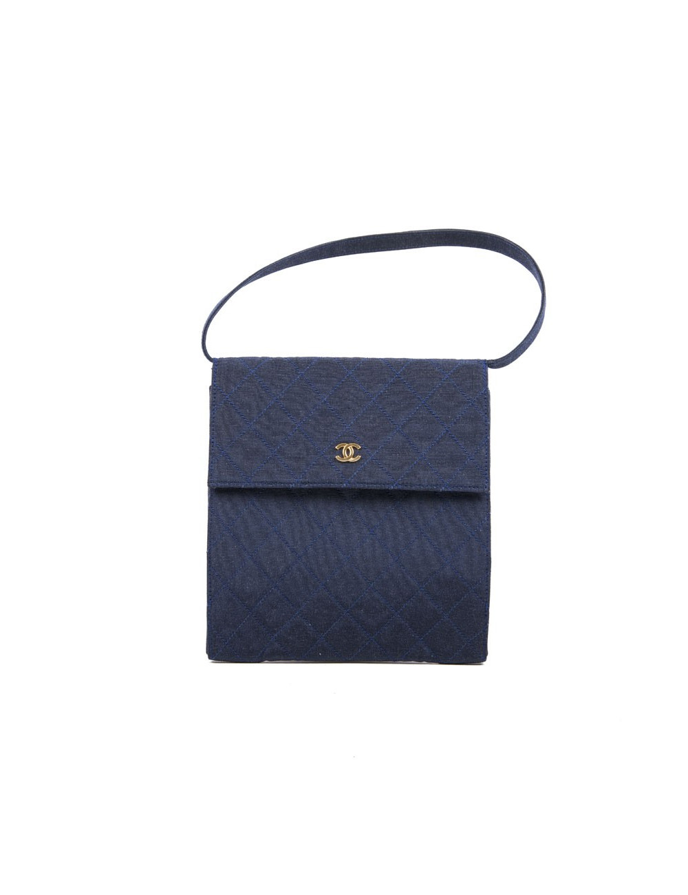CHANEL Vintage bag in midnight blue duchess satin