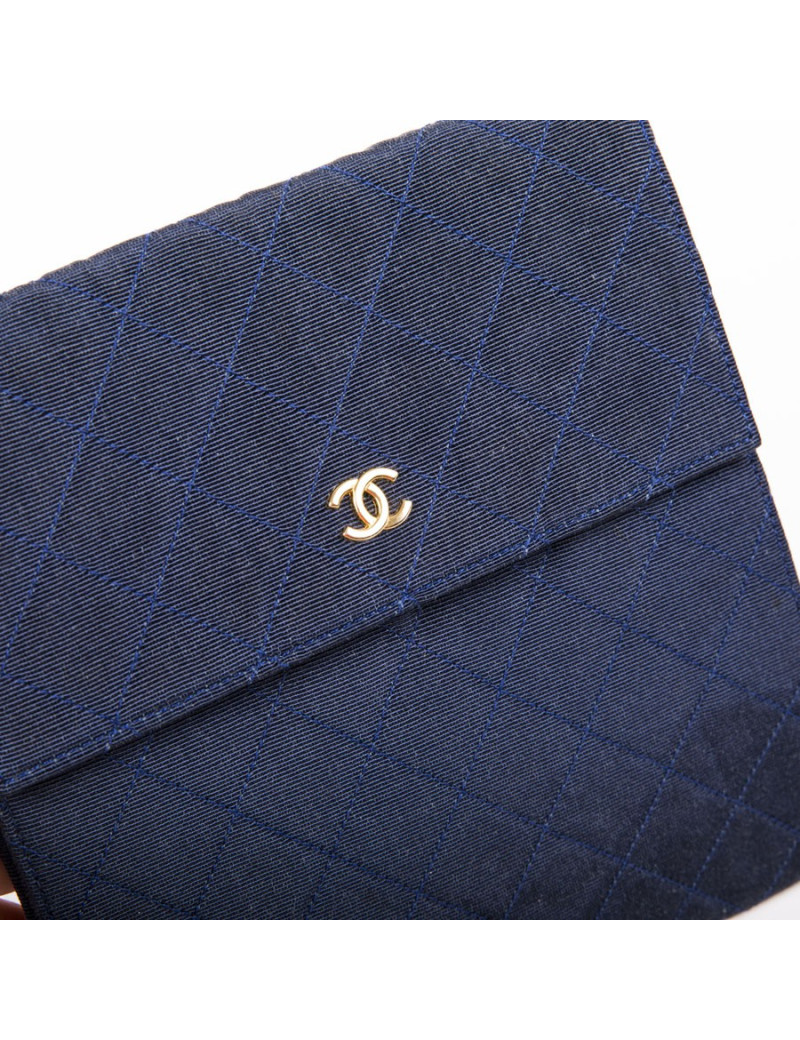 CHANEL Vintage bag in midnight blue duchess satin