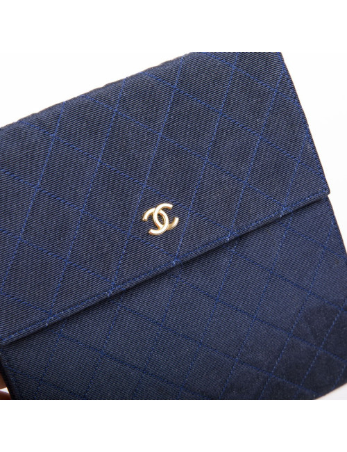CHANEL Vintage bag in midnight blue duchess satin