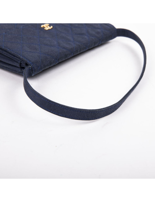 CHANEL Vintage bag in midnight blue duchess satin