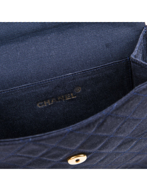 CHANEL Vintage bag in midnight blue duchess satin