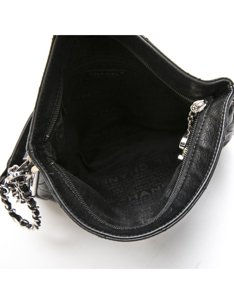 Sac CHANEL cuir d'agneau matelassé noir