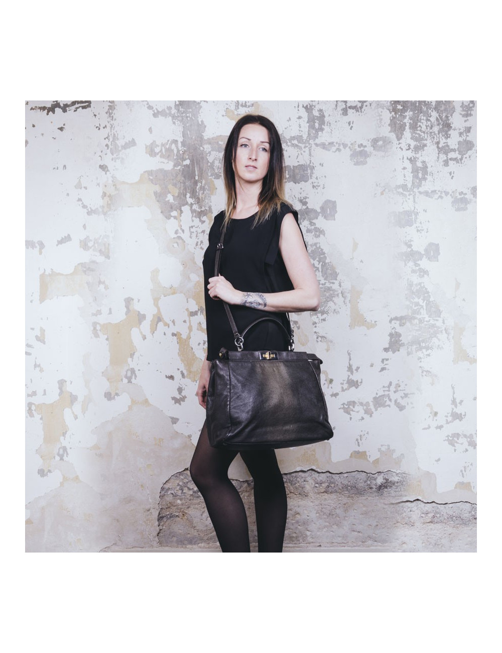 Sac Peekaboo FENDI GM cuir marron et or