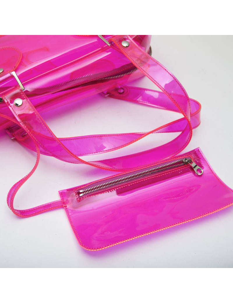 Sac COURREGES en plastique rose transparent