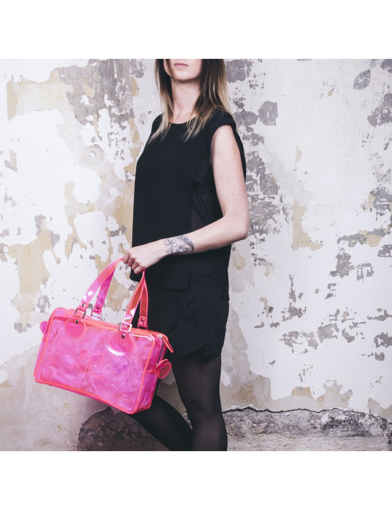 Sac COURREGES en plastique rose transparent