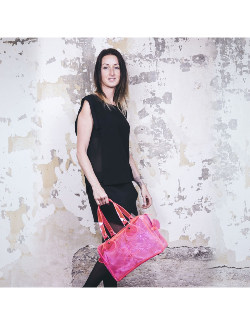 Sac COURREGES en plastique rose transparent