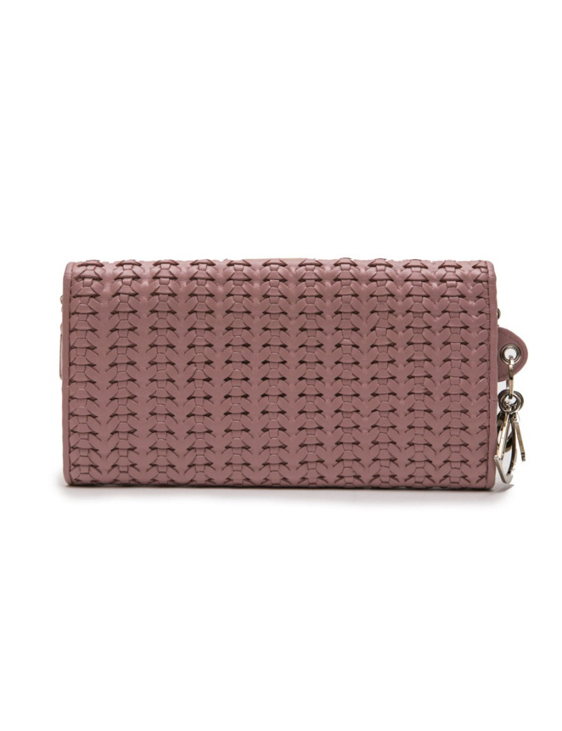 CHRISTIAN DIOR wallet in chain in light pink braided leather